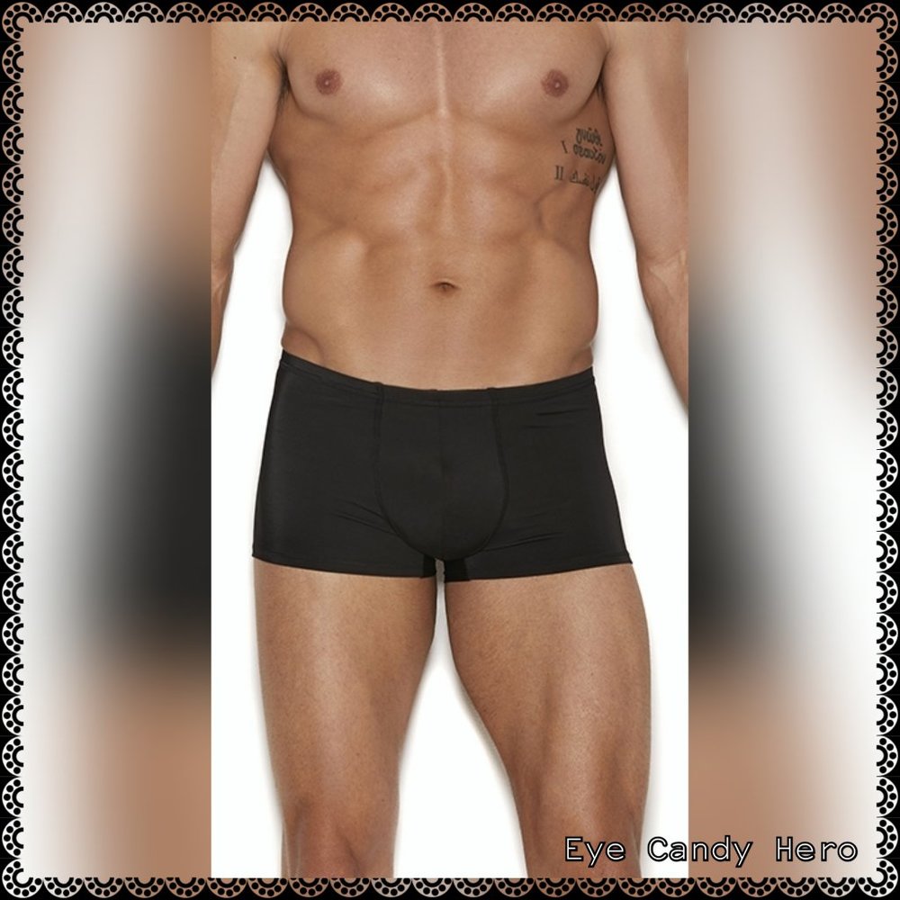 🆕Basic Black Men's Stretchy Lycra Boxer Brief Men's Lingerie